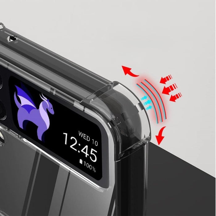 Samsung Z Flip 3 Hoesje Doorzichtig met Magnetische Cirkel - MagSafe Compatible Hoesje  voor Galaxy Z Flip 3 - Hoesje - Transparant