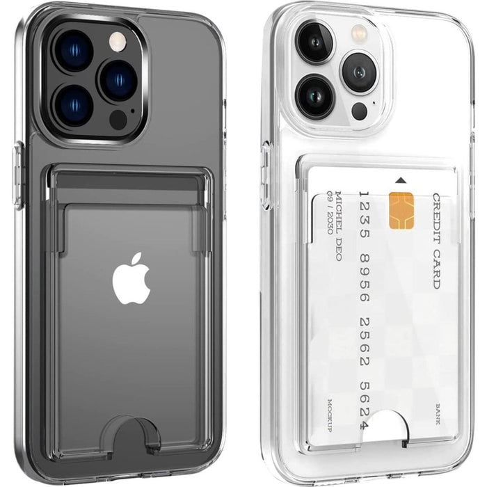 ShockProof iPhone 14 Pro Hoesje met Pasjeshouder - Transparant - Met Kaarthouder - Kristalhelder