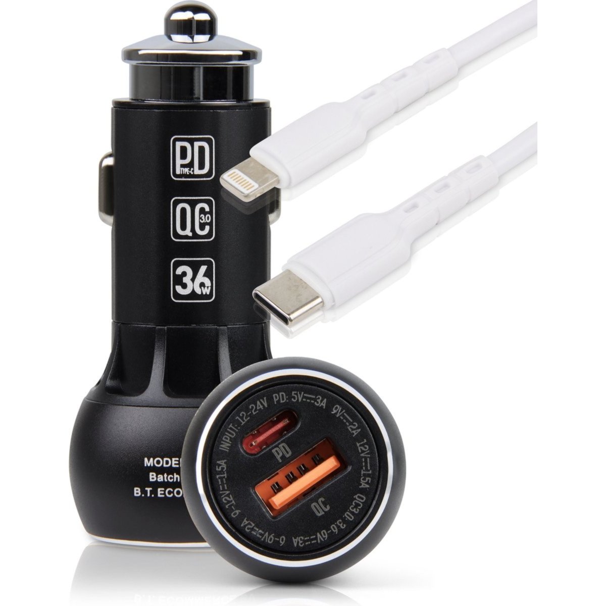 Handvest Geven lancering Snellader iPhone + iPhone Oplader Kabel USB C - 36W Max Speed - Autolader iPhone - Oplader Auto Handvest Geven lancering Snellader iPhone + iPhone Oplader Kabel USB C - 36W Max Speed - Autolader iPhone - Oplader Auto