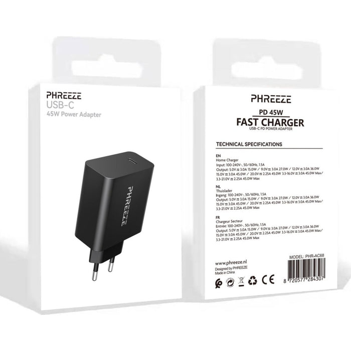 Snellader iPhone met Gevlochten Lightning Kabel - USB-C - 45W - Super Fast Charge