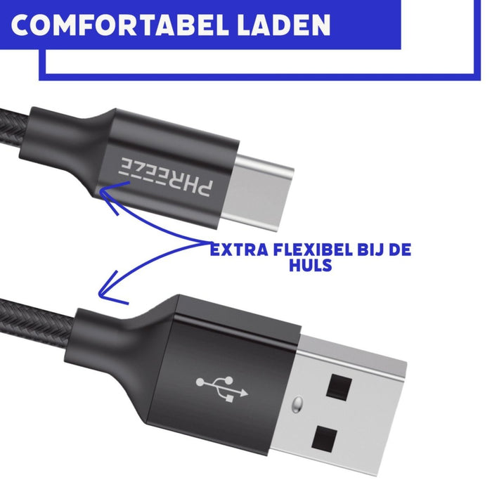 Snellader met USB-C Kabel voor Samsung S21/S20/S10/A51/A53/S22/A13/A50/S9/A52 - Quick Charge 18W - Gecertificeerde USB Adapter met USB-C Kabel