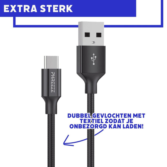 Snellader met USB-C Kabel voor Samsung S21/S20/S10/A51/A53/S22/A13/A50/S9/A52 - Quick Charge 18W - Gecertificeerde USB Adapter met USB-C Kabel