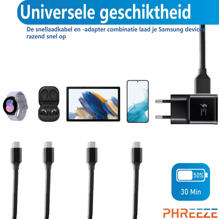 Snellader Samsung - Snelle Oplader Samsung - Quick Charge en Power Delivery Lader - USB-C Power Delivery - Zwart