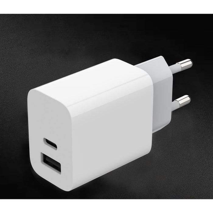 Snellader USB-C & USB-A met USB-C to Apple Lightning Kabel 3 Meter - Oplaadstekker + iPhone Kabel - 38W Max - Adapter USB-C & USB-A Snellader (iPhone 12 & 13) - MagSafe Oplader - Samsung Lader - Android - Oplader Telefoon