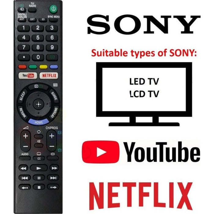 Sony Afstandsbediening - Universeel voor alle Sony TV's - Netflix en Youtube - Voorgeprogrammeerd