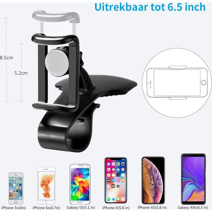 Telefoonhouder Auto - Dashboard Telefoonhouder - Klem - Universeel - Samsung - Iphone - Huawei - Voorruit Telefoonhouder - Verstelbaar - Mobiele houder - Premium - GSM houder - Carbon fiber - Zwart