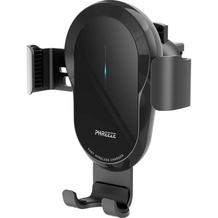 Telefoonhouder Auto met Draadloze Oplader & Infrarood Sensor (15 Watt Snellader) - Autolader Quick Charge voor Raam, Dashboard, Ventilatierooster en Bureau - Houder voor Samsung S21/S22 Android en Apple iPhone 8/10/11/12/13 - Zwart - Cadeau