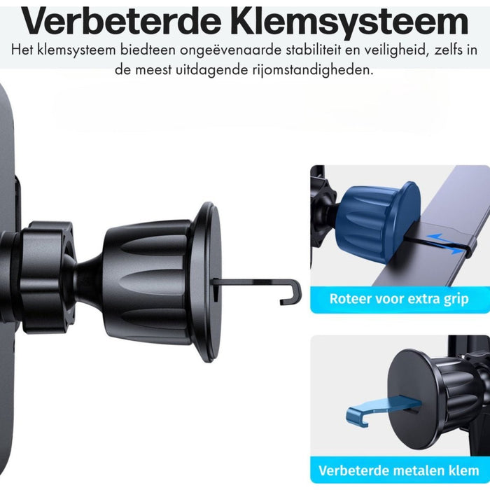 Telefoonhouder Auto Ventilatie - GSM Houder Ventilatierooster - Luchtrooster Smartphone Telefoonhouders Auto - Zwart - Telefoonhouders - Phreeze