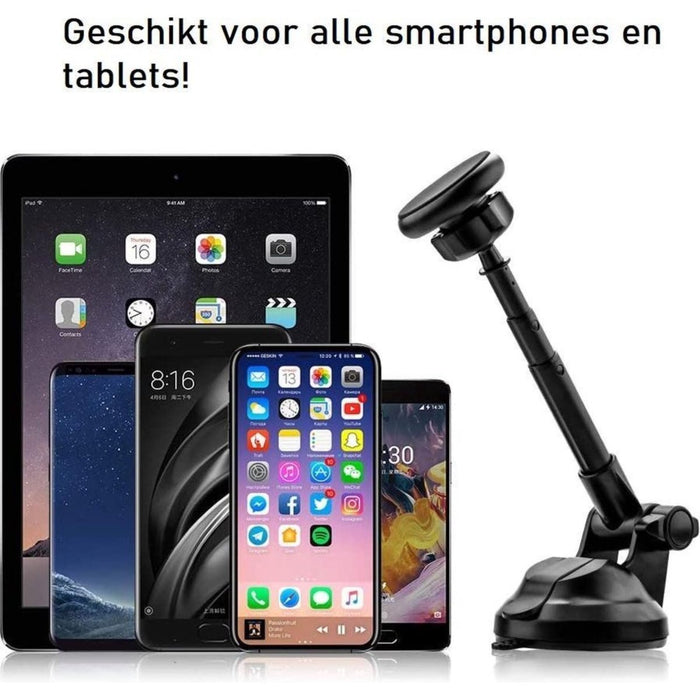 Telefoonhouder Auto - Verstelbaar - Magneet -Zuignap - Magnetische Telefoon Houder voor in de Auto of Bureau - Geschikt voor iPhone 11 / 12 Pro max / Samsung S21 Plus / Ultra