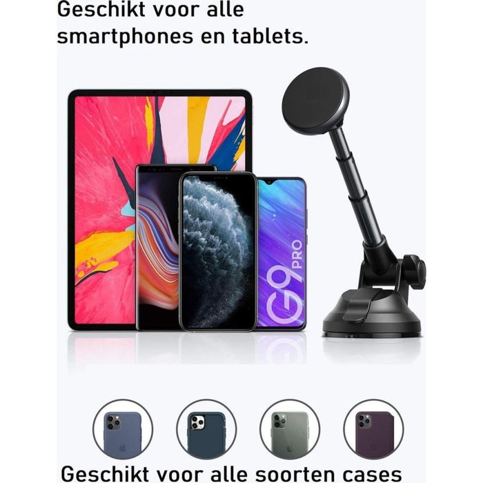 Telefoonhouder Auto - Verstelbaar - Magneet -Zuignap - Magnetische Telefoon Houder voor in de Auto of Bureau - Geschikt voor iPhone 11 / 12 Pro max / Samsung S21 Plus / Ultra