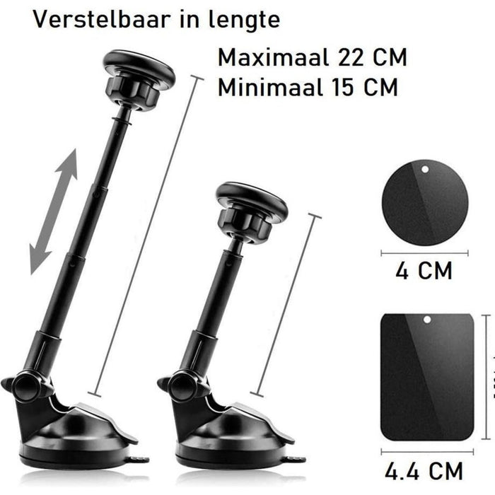 Telefoonhouder Auto - Verstelbaar - Magneet -Zuignap - Magnetische Telefoon Houder voor in de Auto of Bureau - Geschikt voor iPhone 11 / 12 Pro max / Samsung S21 Plus / Ultra