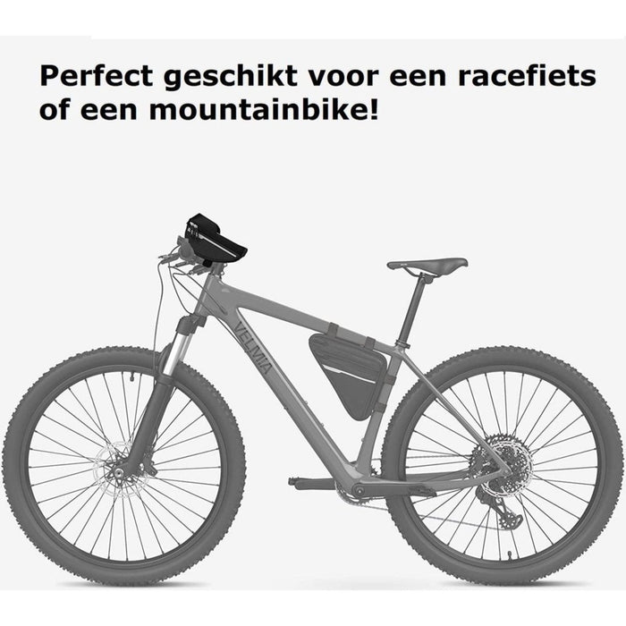 Telefoonhouder Fiets met Tas | Waterdicht | Opbergruimte | Universeel | Racefiets | Mountainbike | Fietstas | Uitsparing voor oordopjes | Plek voor powerbank | Mountainbike