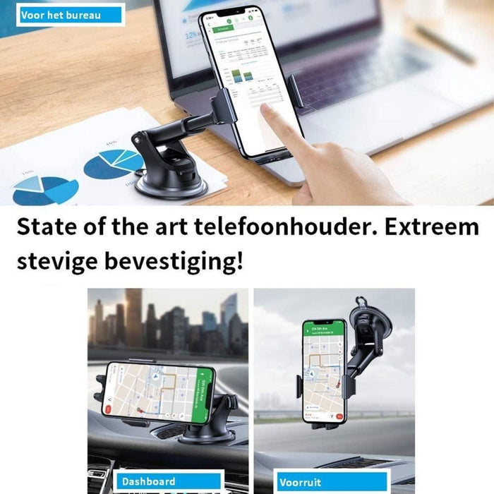 Telefoonhouder Met Zuignap - Autohouder Voor Voorruit En Dashboard - GSM Houder - Stevige Zuignap Met Gel Van 3M - Telefoonhouders - Auto Accessoires