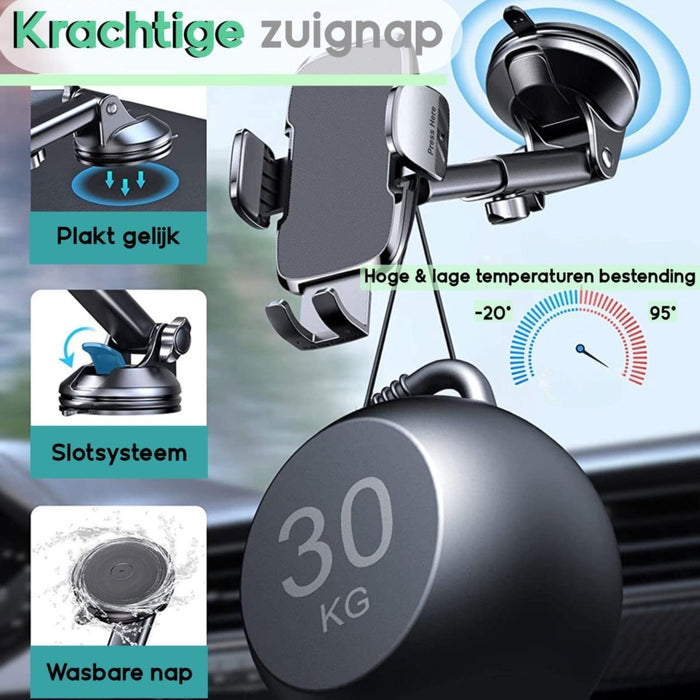 Telefoonhouder Met Zuignap - Autohouder Voor Voorruit En Dashboard - GSM Houder - Stevige Zuignap Met Gel Van 3M - Telefoonhouders - Auto Accessoires - Telefoonhouders - Phreeze