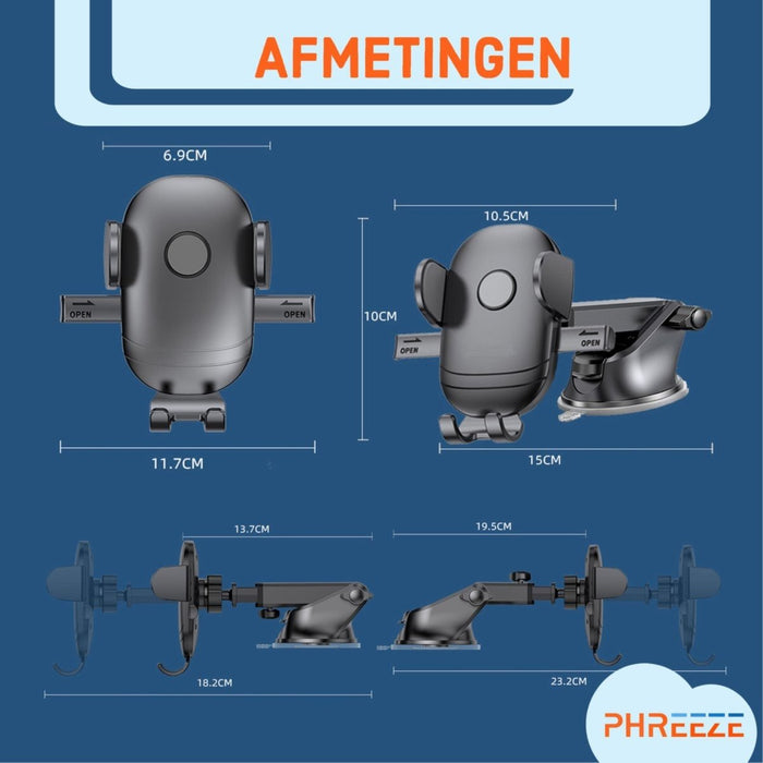 Telefoonhouder Met Zuignap - Easy One Touch - Autohouder Voor Voorruit En Dashboard - GSM Houder - Stevige Zuignap Met Gel Van 3M - Telefoonhouders - Auto Accessoires