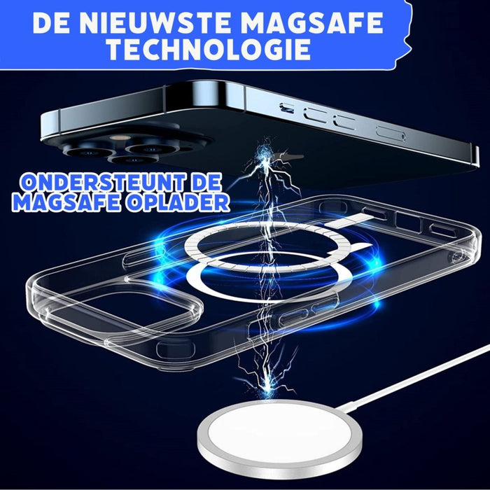 Telefoonhouders Auto Magneet + Magnetisch Hoesje iPhone 13 Pro - Draadloze Snellader Auto met Magneet