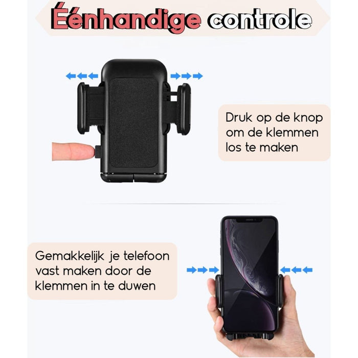 Telefoonhouders Auto Telefoonhouder met Zuignap GSM Houder Voor Raam Of Dashboard - Zwart - Telefoonhouders - Phreeze