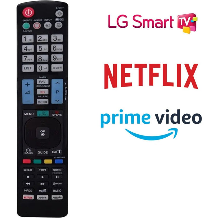 Universele Afstandsbediening voor LG Smart TV -Verlichting Knop - Amazon en Netflix Knop - Alternatief AKB73615303 - LG RM-L930 - Voorgeprogrammeerd