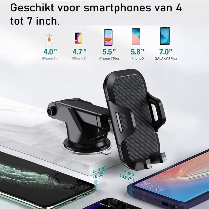 Universele Autohouder Telefoon Sterke Zuignap - Geschikt voor Dashboard - Voorruit - Raam - Bureau - Auto Accessoires - Telefoonhouders Auto - GSM - Smartphonehouder - Autohouders - Phreeze