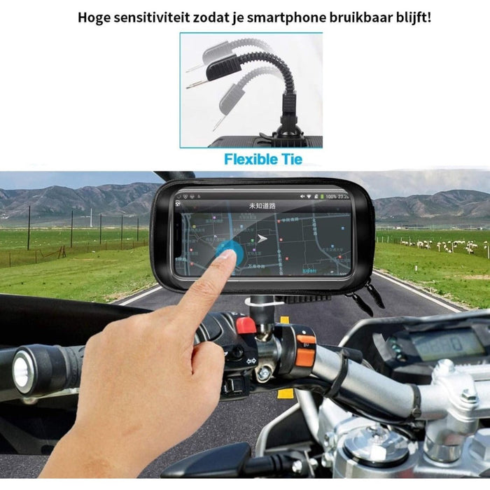 Universele motorhouder | Spiegelmontagestandaard | Stuur Telefoon houder | Scooter | Activa | Fiets | Motor | Tot 6.7 inch - Fietshouders - Phreeze