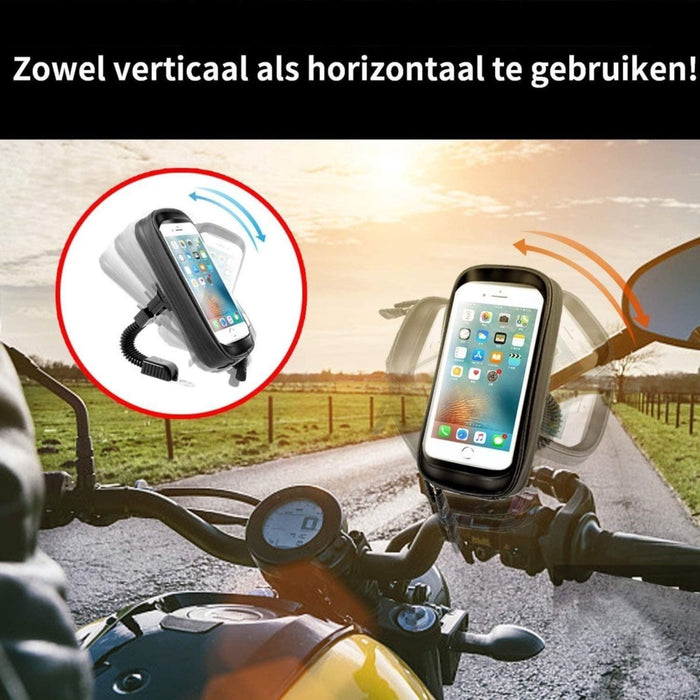 Universele motorhouder | Spiegelmontagestandaard | Stuur Telefoon houder | Scooter | Activa | Fiets | Motor | Tot 6.7 inch - Fietshouders - Phreeze