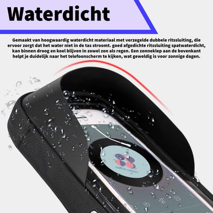 Universele Telefoonhouder PHR-BH1 voor Motor, Fiets en Scooter - Waterdicht - Opbergvak - Fietstas - GSM Houder voor Apple, Samsung, Huawei, Xiaomi t/m 7 inch - Fietshouders - Phreeze