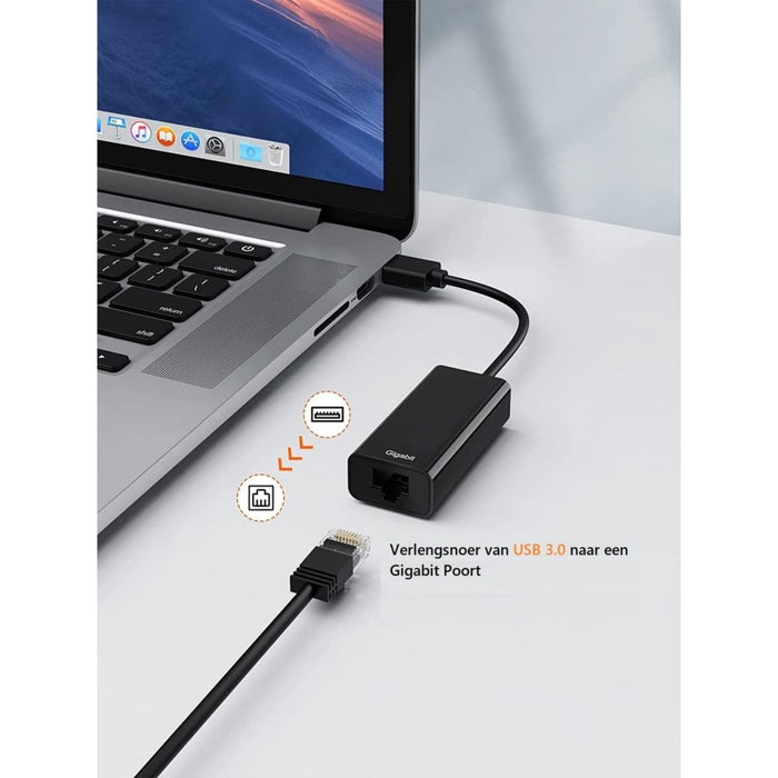 USB 3.0 Naar Ethernet Adapter - Ethernet Kabel naar USB - USB-A naar Internet Poort - 10/100/1000 Mbps Gigabit - Hoge Snelheid - Windows, Macbook, Linux, Nintendo Switch - Audio & Video - Phreeze