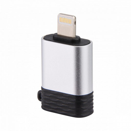 USB A naar Lightning Adapter - Aluminium Design - USB 3.0 A (Female) naar Apple Lightning (Male) - Geschikt voor iPhone & iPad - USB Stick - Muis - Toetsenbord - Met Sleutelhanger - Zilver - OTG Adapters - Phreeze