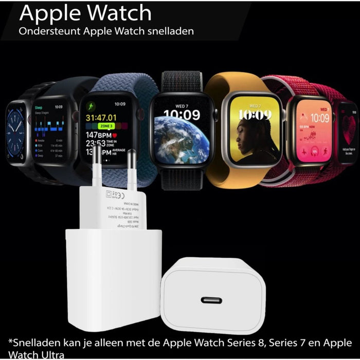 USB C Adapter voor Apple Watch Series 8 en Ultra - Snellader voor Apple Watch 8 en Apple Watch Ultra - Opladers - Phreeze