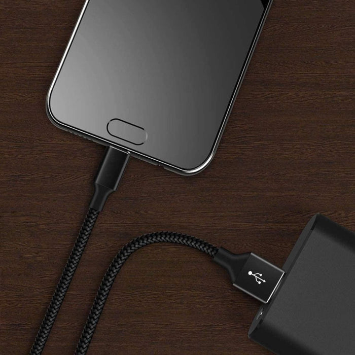 USB-C Data- en Laadkabel 3M - 2.4A Snellader Kabel - Fast en Quick Charge Oplaadkabel - Type C Naar USB-A - Oplaadsnoer Telefoon - Laptop - Samsung Galaxy en Note - Sony - OnePlus - Gevlochten Nylon – Zwart