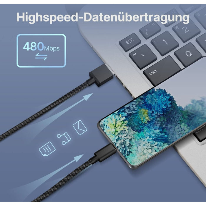 USB C Kabel - 2 Meter - 2 Stuks - USB-C Fast Charge - Snellader Samsung A53 - Geschikt voor Samsung Galaxy A53, A52, A51 - Kabels - Phreeze