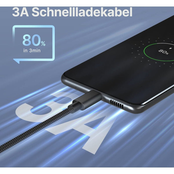 USB C Kabel - 2 Meter - 2 Stuks - USB-C Fast Charge - Snellader Samsung A53 - Geschikt voor Samsung Galaxy A53, A52, A51 - Kabels - Phreeze