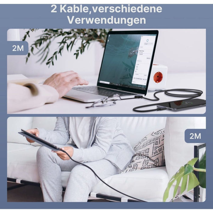 USB C Kabel - 2 Meter - 2 Stuks - USB-C Fast Charge - Snellader Samsung A53 - Geschikt voor Samsung Galaxy A53, A52, A51 - Kabels - Phreeze