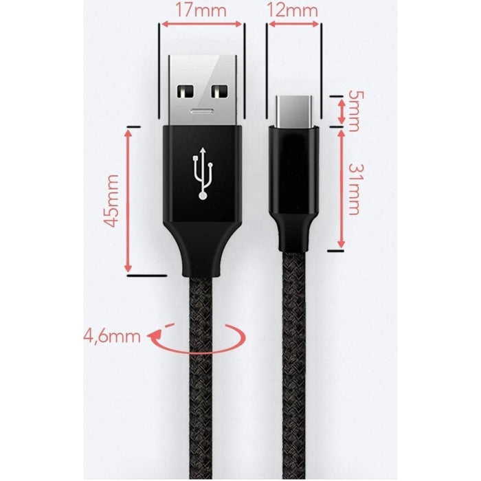 USB C Kabel - USB-C naar USB-kabel - Zwart - 1 Meter - Geschikt voor Samsung S21 – Samsung S20 – USBC – USB-C kabel – USBC Kabel | Samsung A51 Kabel | Samsung S10 Kabel | Geschikt voor Samsung S21 Plus - S10 Plus - S9 Plus - S8 Plus - Kabels - Phreeze