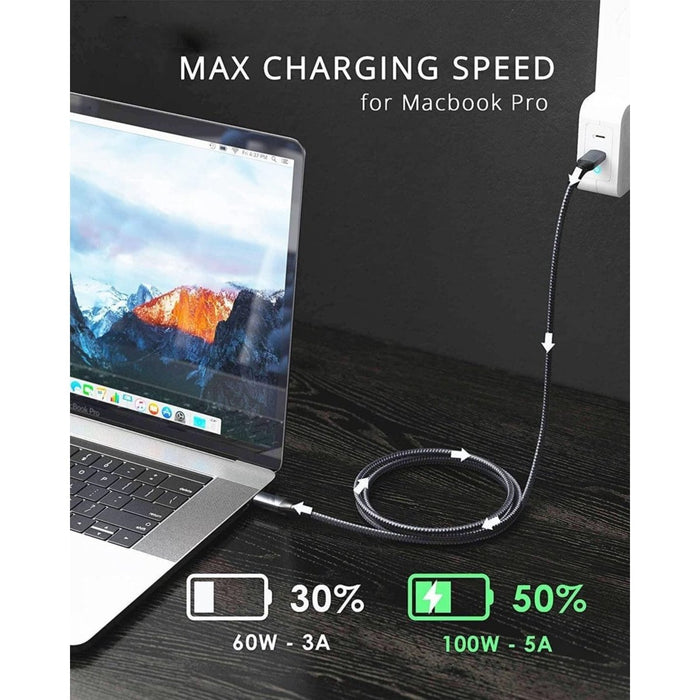 USB C Kabel voor Samsung - 2M - Snellaadfunctie - 100W - Super Fast Charge - Nylon Geweven - Geschikt voor USB-C Stekker Adapter Oplader - Kabels - Phreeze