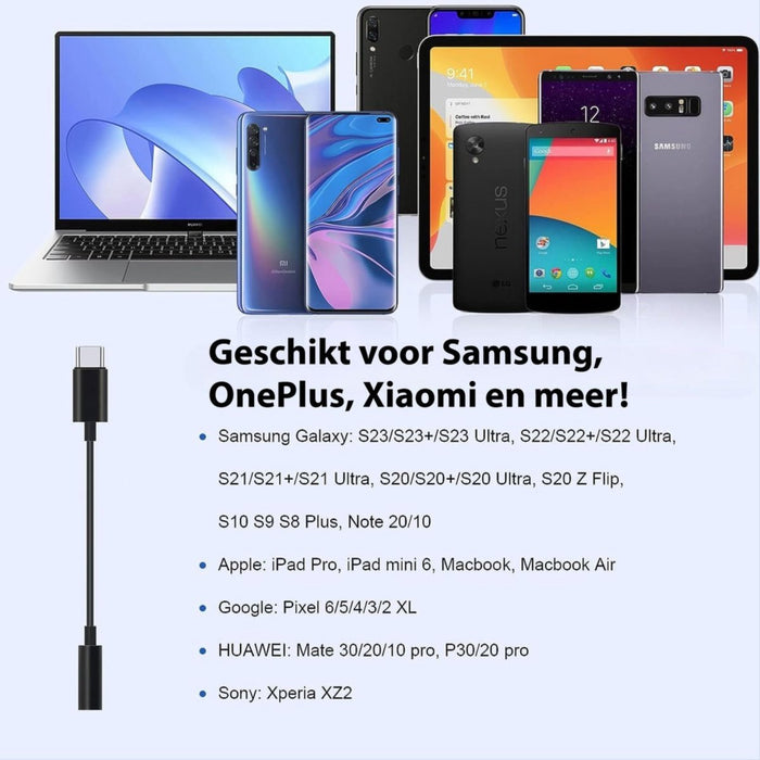 USB C naar 3.5mm Jack Adapter - Audiojack naar USB-C - Audiojack 3.5 - Audio Jack USB-C - Audio Jack Kabel - Geschikt voor Samsung / OnePlus / Xiaomi / Oppo / Huawei - Zwart - Audio & Video - Phreeze
