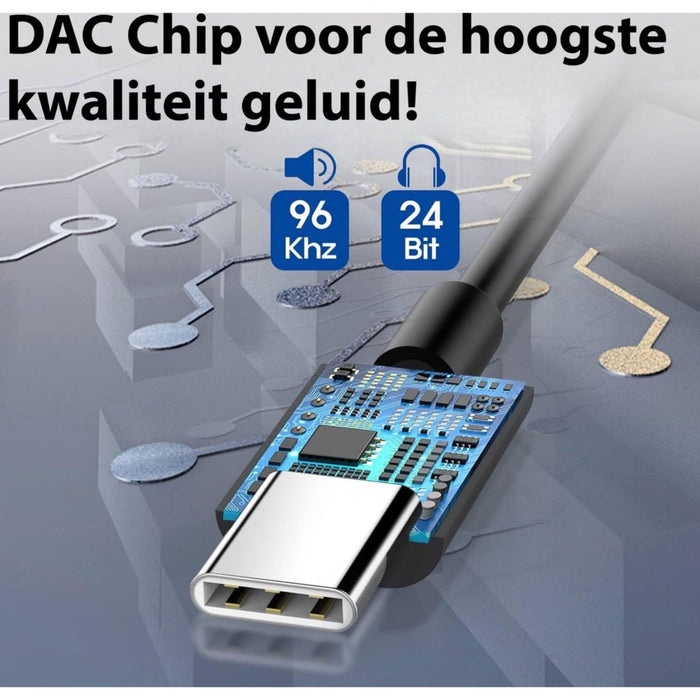 USB-C Naar Jack 3.5 Mm Kabel Audio 1 Meter Zwart - Plug & Play Voor Auto En Smartphone