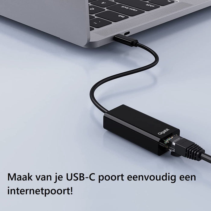 USB-C Naar Ethernet Adapter - Ethernet Kabel naar USB C - USB-C naar Internet Poort - 10/100/1000 Mbps Gigabit - Hoge Snelheid - Windows, Macbook, Linux, Nintendo Switch