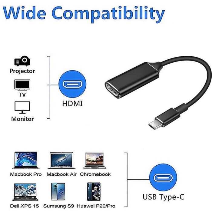 USB-C naar HDMI Adapter | 4k ULTRA HD 60 HZ | Geschikt voor MacOS - Windows 10 - Android | Compatible met Macbook - Laptop - Samsung Telefoon - Audio & Video - Phreeze