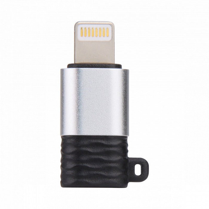 USB-C naar Lightning Adapter - Aluminium Design - USB C (Female) naar Apple Lightning (Male) Phreeze™ Converter - Ondersteunt 2.4A snelladen en 480 Mbps data overdracht - Met Sleutelhanger - Zilver - OTG Adapters - Phreeze