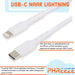 USB C naar Lightning kabel - 1M - Wit - Stevige kunststof kabel - Oplaadkabel iPhone - 480 Mbps - Sneller opladen - iPhone kabel - 3 PACK - Kabels - Phreeze