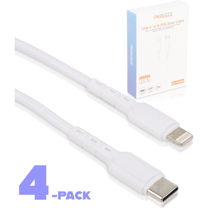 USB-C naar Lightning kabel - 2 meter - Geschikt voor iPhone/iPad/Airpods - Ondersteunt snelladen vanaf iPhone 8/X/XR/XS/11/12/13 - 2m - 3 PACK - Kabels - Phreeze