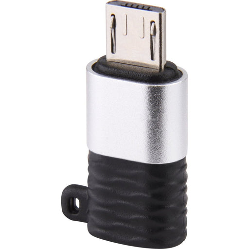 USB-C naar Micro-USB Adapter - Aluminium Design - USB C (Female) naar Micro USB B (Male) Phreeze™ Converter - Ondersteunt 2.4A snelladen en 480 Mbps data overdracht - Met Sleutelhanger - Zilver - Kabels - Phreeze