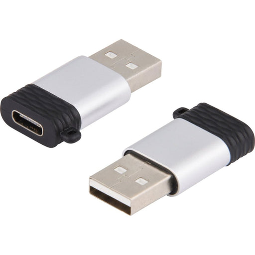 USB-C naar USB-A Adapter - Aluminium Design - USB C (Female) naar USB A (Male) Phreeze™ Converter - Ondersteunt 2.4A snelladen en 480 Mbps data overdracht - Met sleutelhanger - Zilver - Kabels - Phreeze
