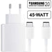 USB-C Oplaadstekker + USB-C naar USB-C Oplader 2 Meter - 45W - Super Fast Charging - Universele Thuislader - USB-C - Adapter voor Samsung S22, S21, S20, Tab S7, Tab S8 - Opladers - Phreeze