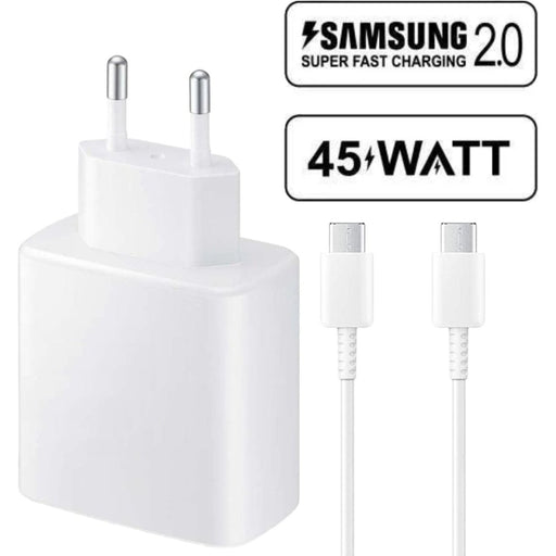 USB-C Oplaadstekker + USB-C naar USB-C Oplader - 45W - Super Fast Charging - Universele Thuislader - USB-C - Adapter voor Samsung S22, S21, S20, Tab S7, Tab S8 - Opladers - Phreeze