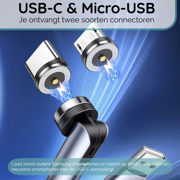usb c oplader kabel Magnetisch - Samsung kabel - Type C USB kabel - Samsung lader kabel geschikt voor Samsung A10/A11/A12/A13/A50/A51/A52/A53/S7/S8/S9/S10/S20/S21/S22 FE Ultra Plus