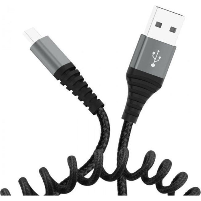 USB C Oplader Kabel USB-C naar USB-kabel - Zwart - 1.5 Meter - Geschikt voor Samsung S21 – Samsung S20 – USBC – USB-C kabel – USBC Kabel – Spiraalkabel – Krulsnoer - Spiraalsnoer | Samsung A51 Kabel | Samsung S10 Kabel
