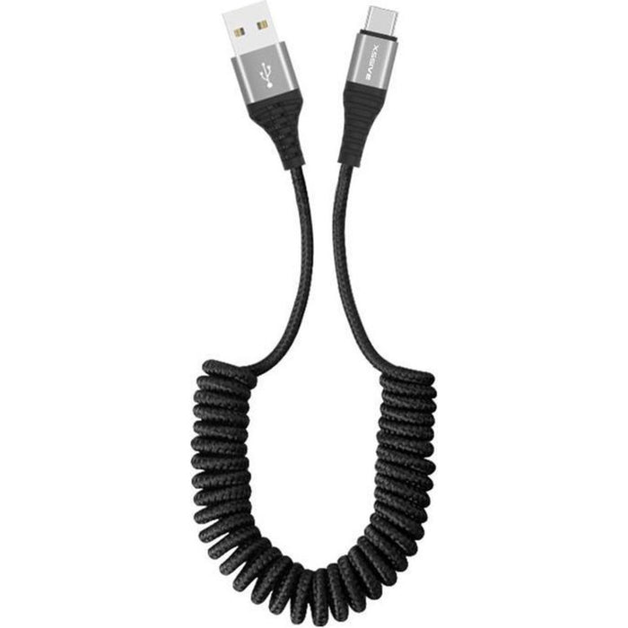 USB C Oplader Kabel USB-C naar USB-kabel - Zwart - 1.5 Meter - Geschikt voor Samsung S21 – Samsung S20 – USBC – USB-C kabel – USBC Kabel – Spiraalkabel – Krulsnoer - Spiraalsnoer | Samsung A51 Kabel | Samsung S10 Kabel