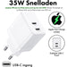 USB-C Snellader 35W + 2x Lightning Kabel - 1M - Geschikt voor Apple Snellader iPhone 14 / 13 / 12 / 11 / X series - Opladers - Phreeze